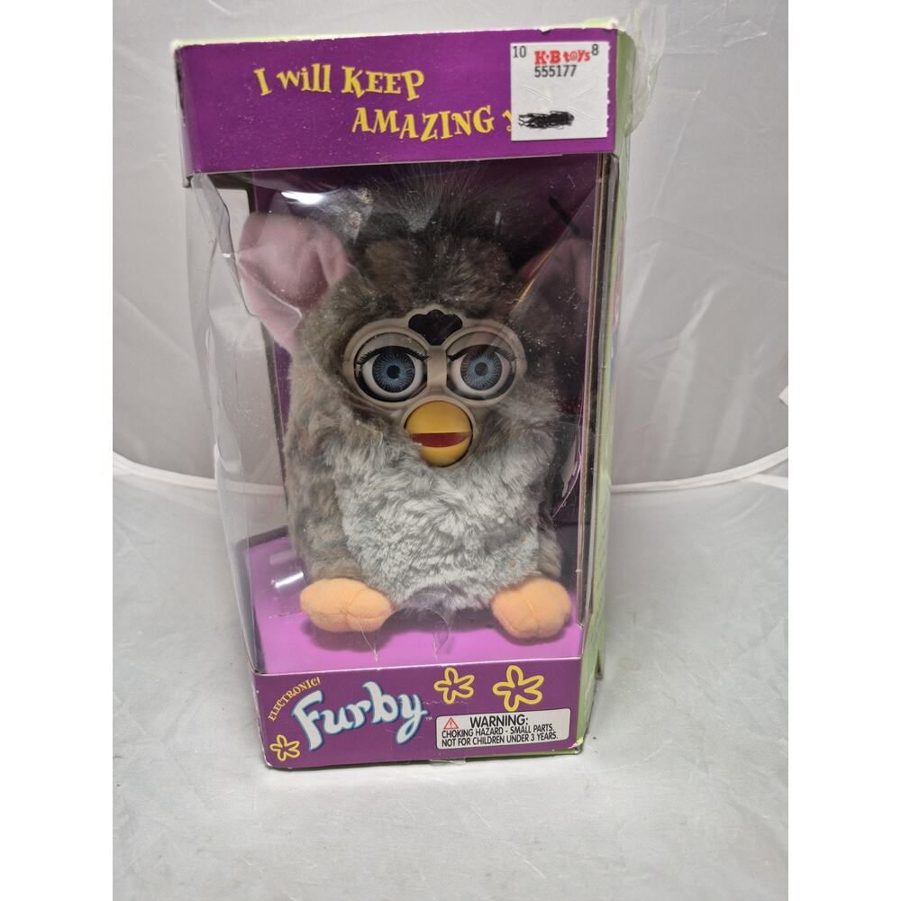 💥 New In Box Tiger Furby 70-800 1998 Gray with Blue Eyes Electronic Toy B6